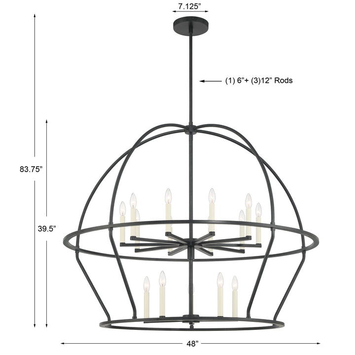 Crystorama Abbott 15 Light Black Chandelier