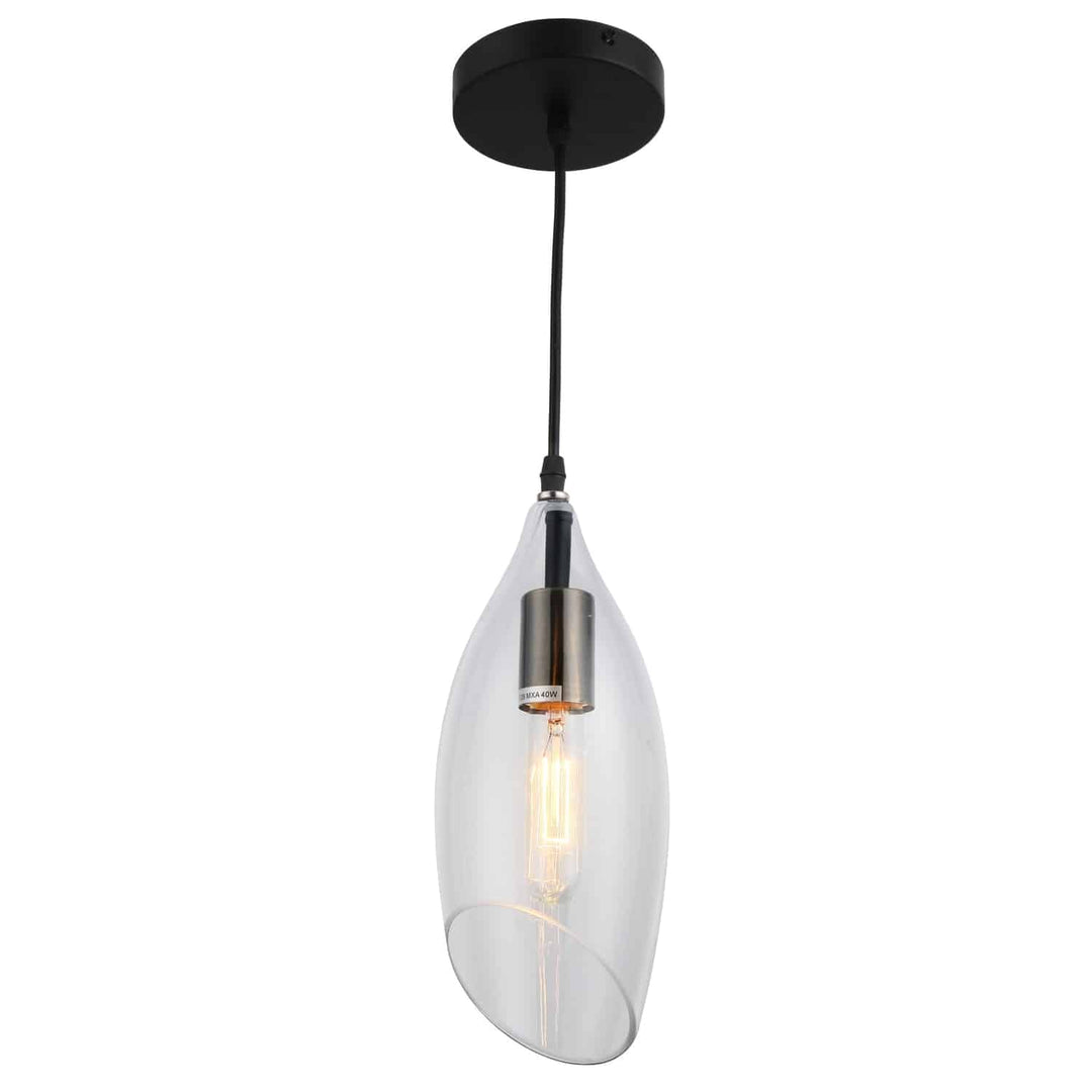 Dainolite 1 Light Incandescent Pendant, Black Finish with Smoked Glass