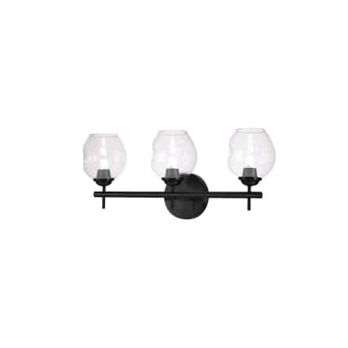 Dainolite 3 Light Halogen Matte Black Vanity Fixture w/ Clear Glass