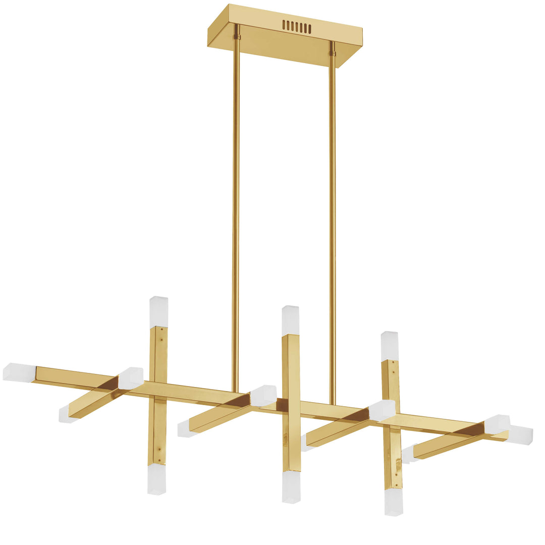 Dainolite 48W Horizontal Chandelier Aged Brass with Frosted Acrylic Diffuser