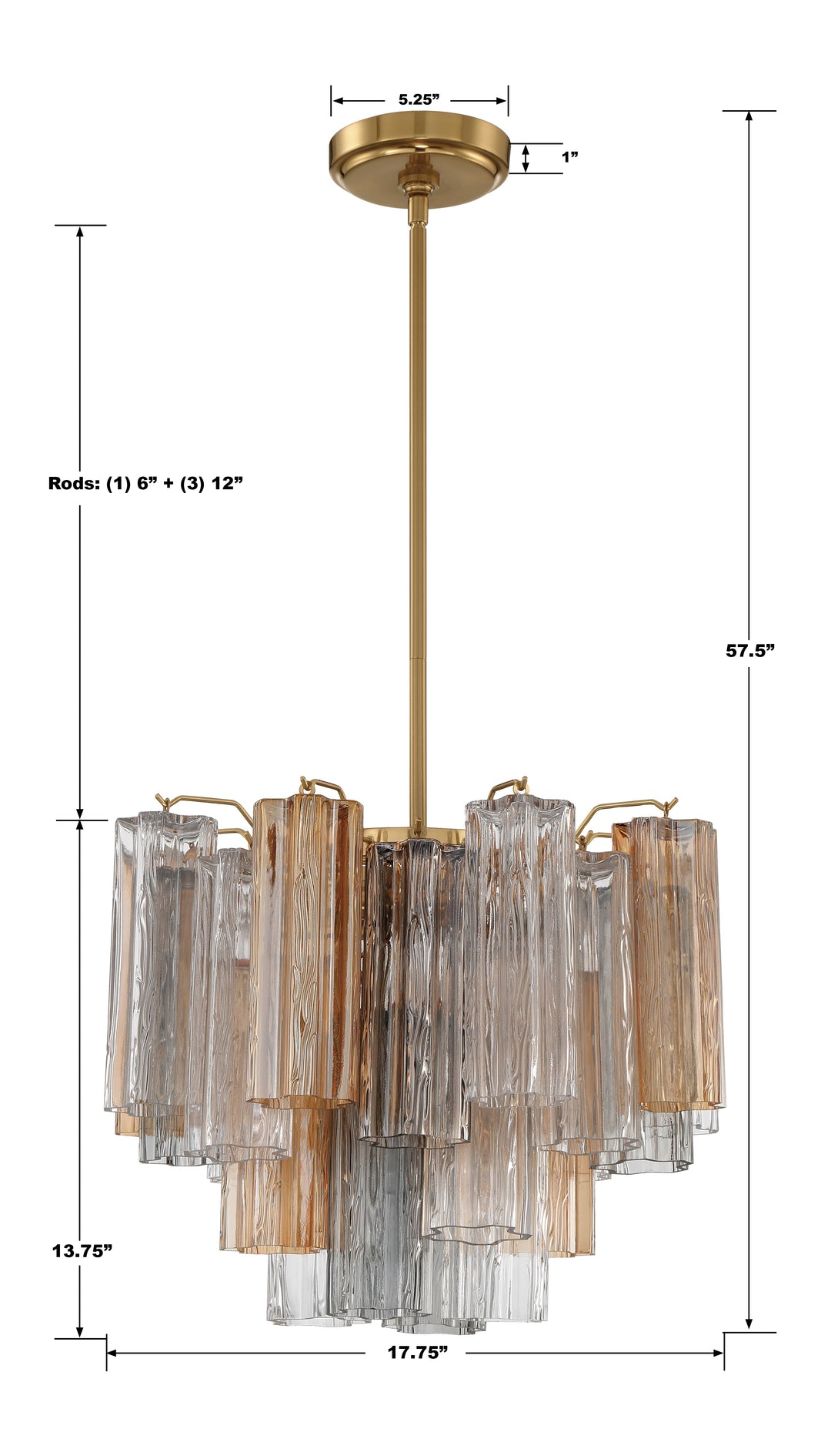 Crystorama Addis 4 Light Aged Brass Chandelier