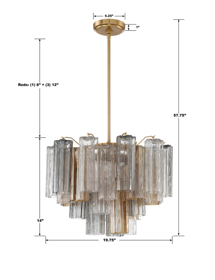 Crystorama Addis 6 Light Aged Brass Chandelier