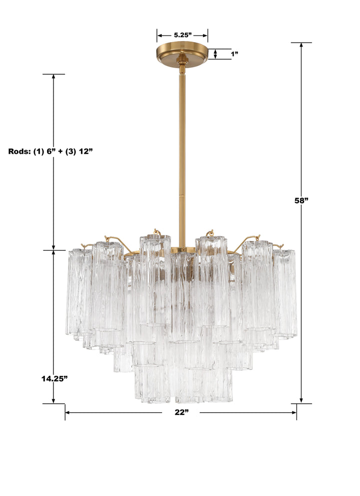 Crystorama Addis 9 Light Aged Brass Chandelier