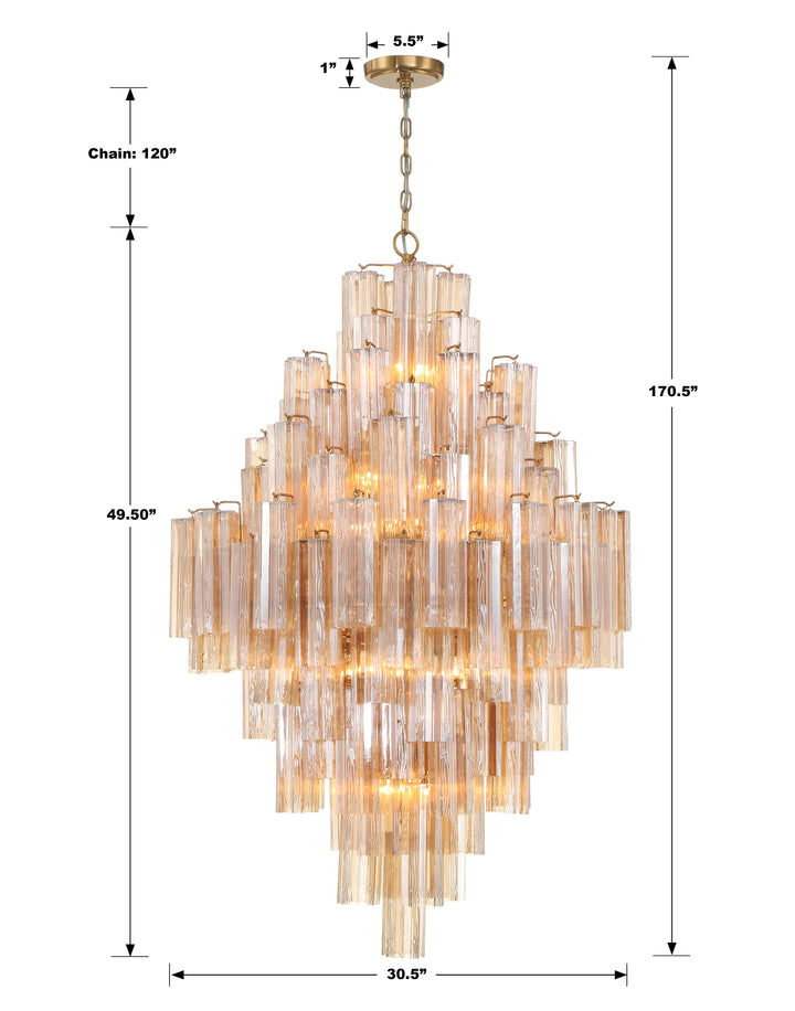 Crystorama Addis 20 Light Aged Brass Chandelier