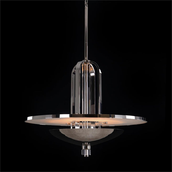 International Style Eight-light Cage Pendant In Polished Nickel