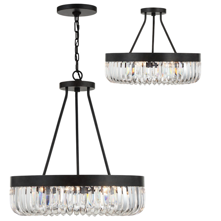 Crystorama Alister 8 Light Charcoal Bronze Semi Flush Mount