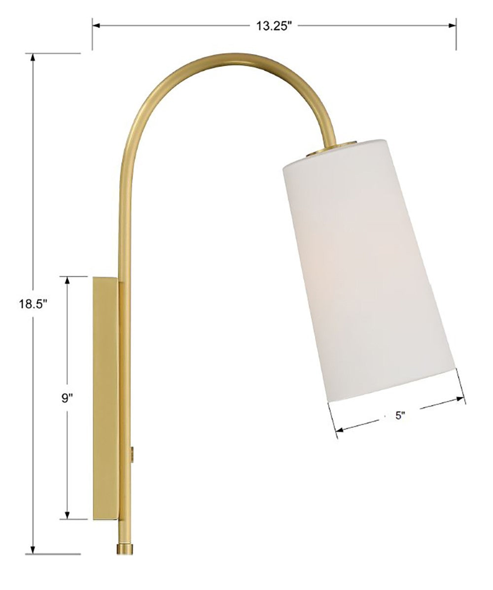 Crystorama Alexa 1 Light Aged Brass Task Sconce