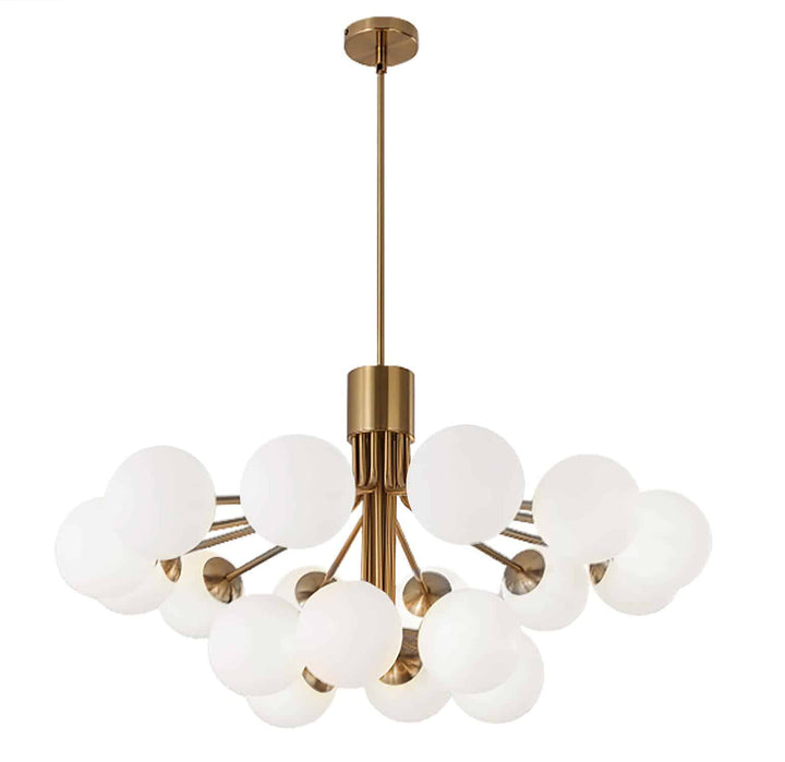 Dainolite 18 Light Halogen Chandelier, Aged Brass with Opal Glass