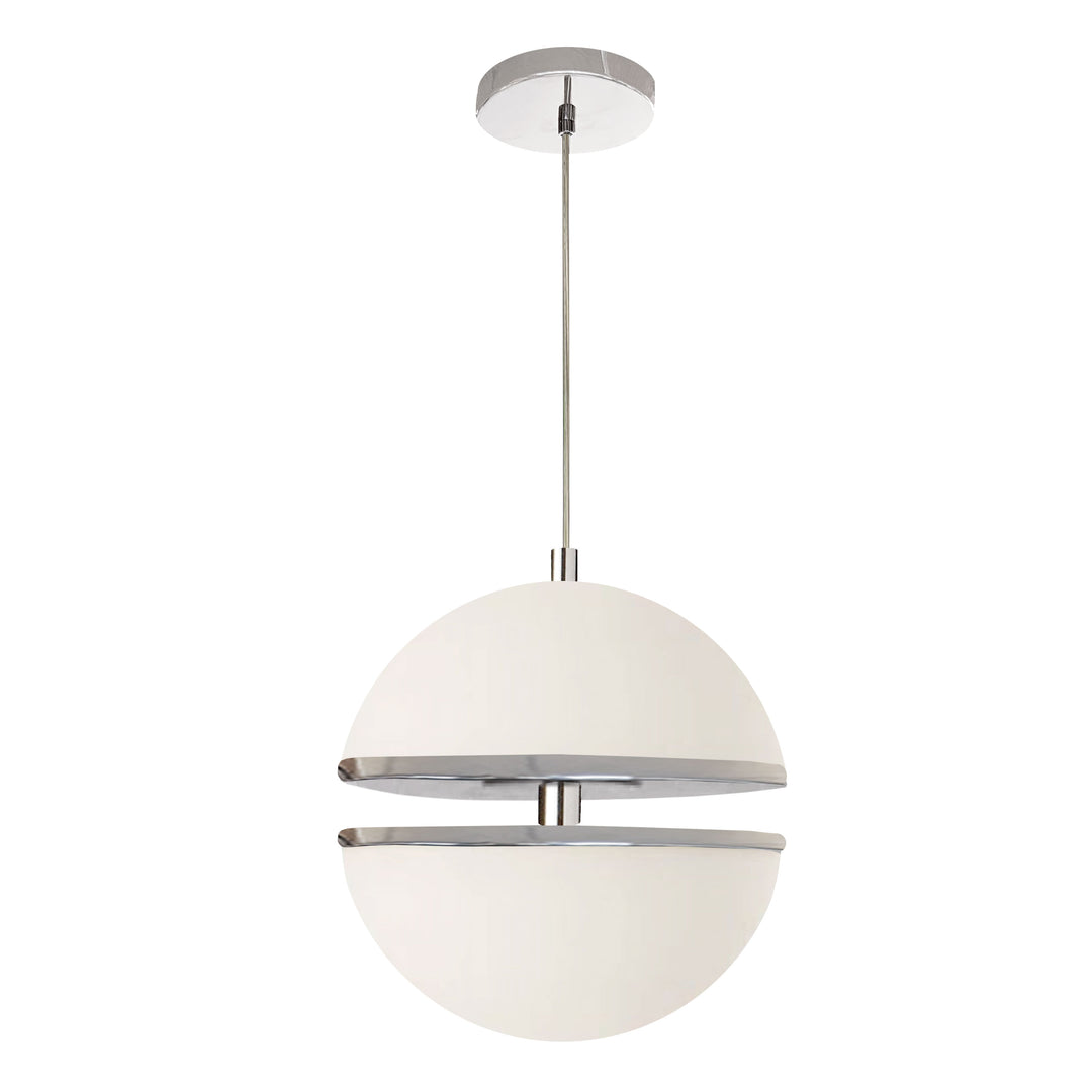 Dainolite 30W Pendant, Aged Brass w/ White Glass