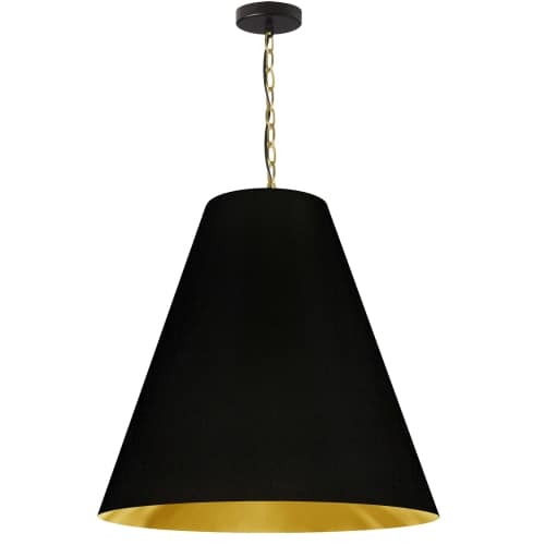 Dainolite 1 Light Large Anaya Aged Brass Pendant with Black/Gold Shade