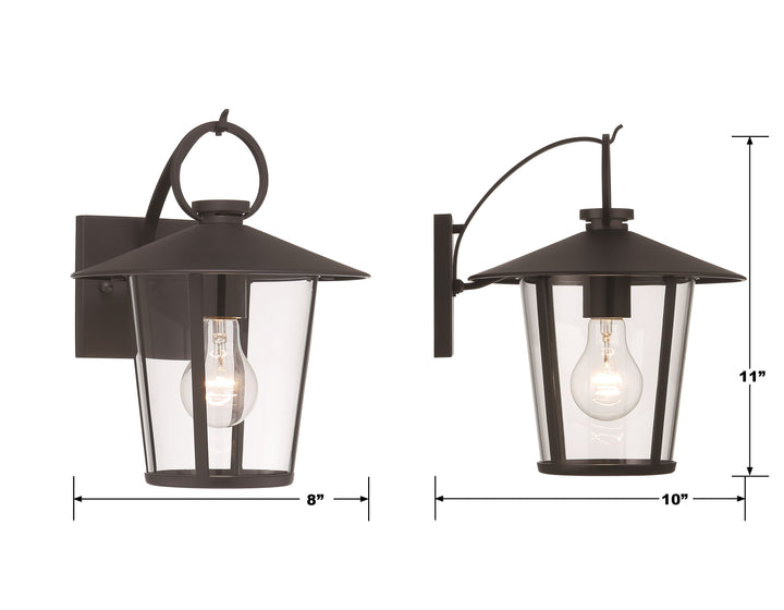 Crystorama Andover 1 Light Matte Black Outdoor Sconce