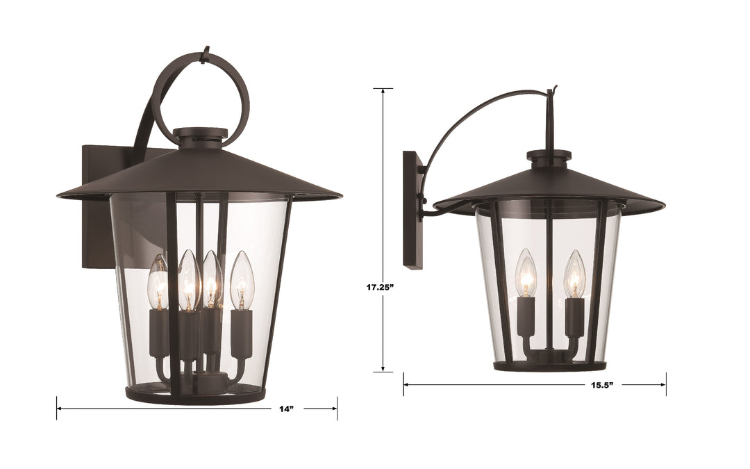 Crystorama Andover 4 Light Matte Black Outdoor Sconce