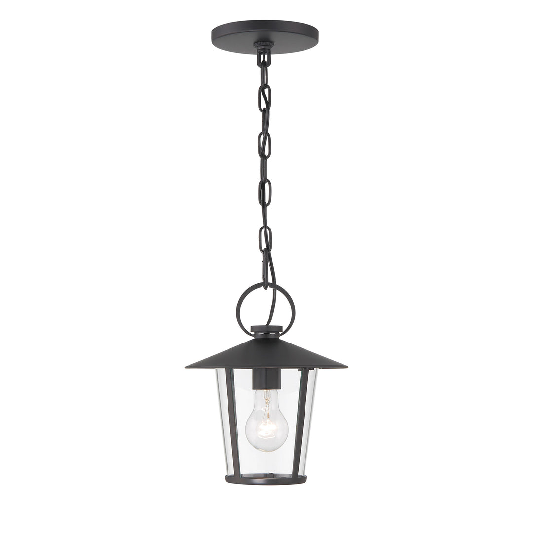 Crystorama Andover 1 Light Matte Black Outdoor Pendant