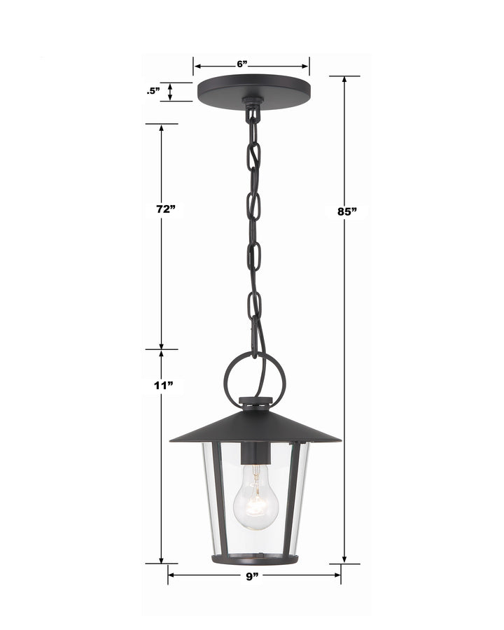 Crystorama Andover 1 Light Matte Black Outdoor Pendant