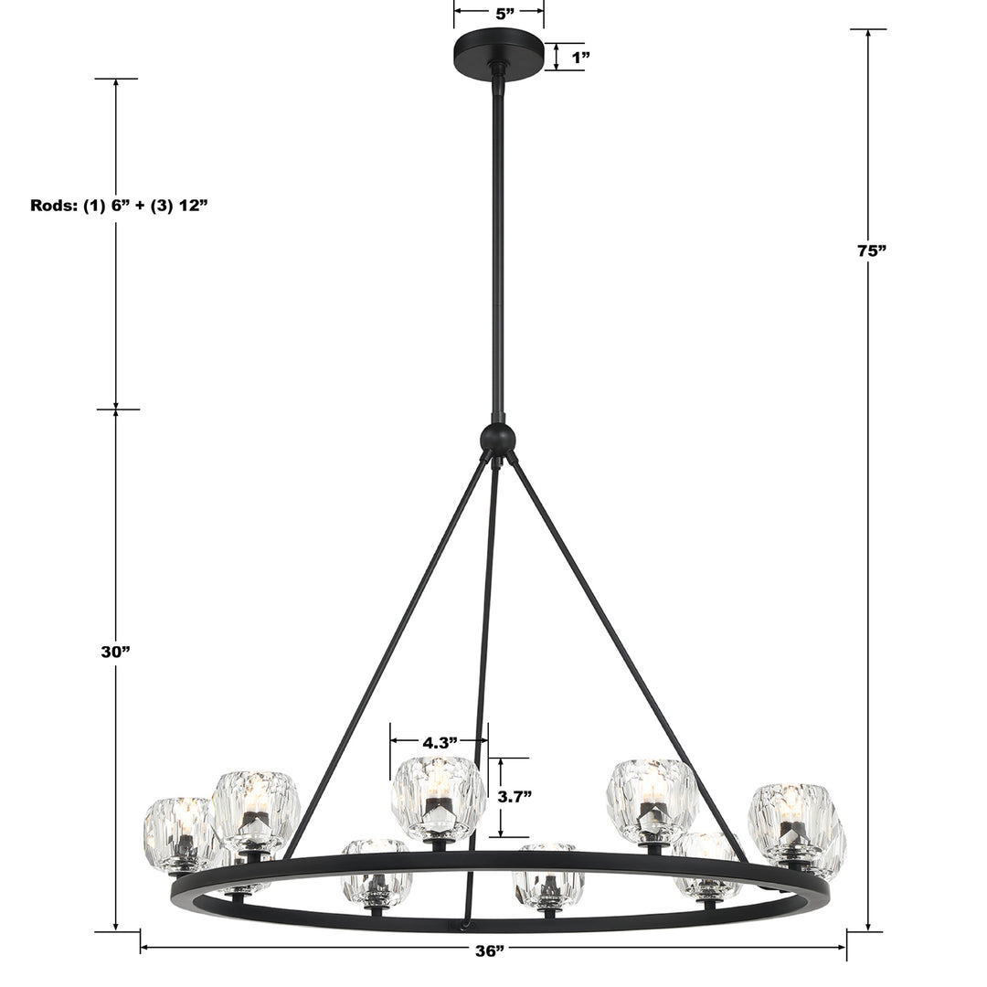 Crystorama Aragon 10 Light Matte Black Chandelier