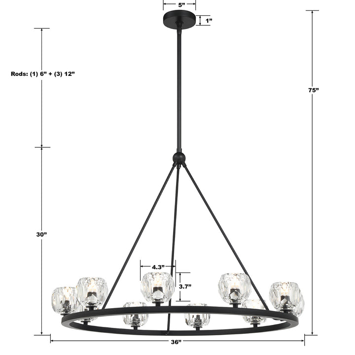 Crystorama Aragon 10 Light Matte Black Chandelier