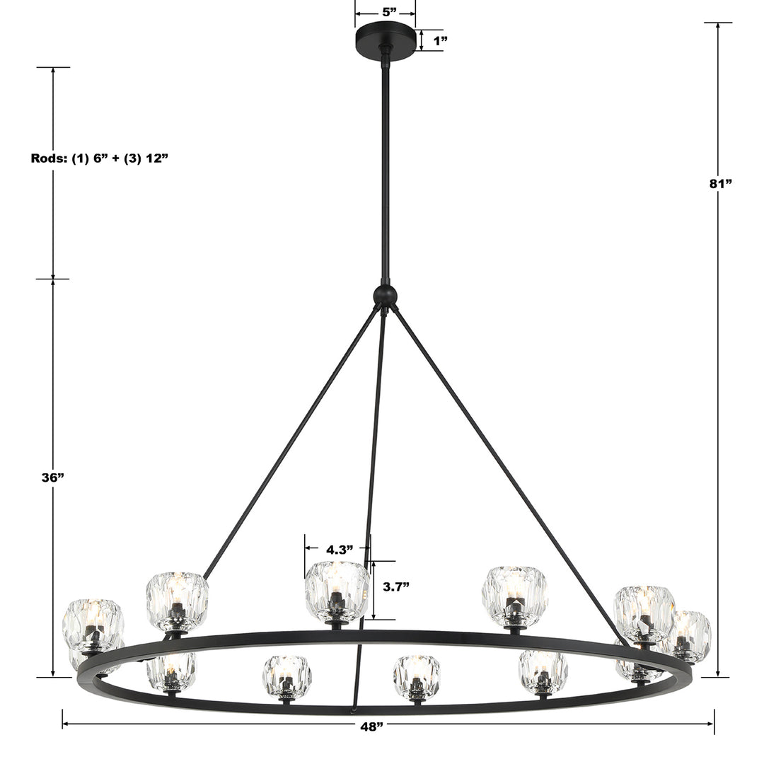 Crystorama Aragon 12 Light Matte Black Chandelier