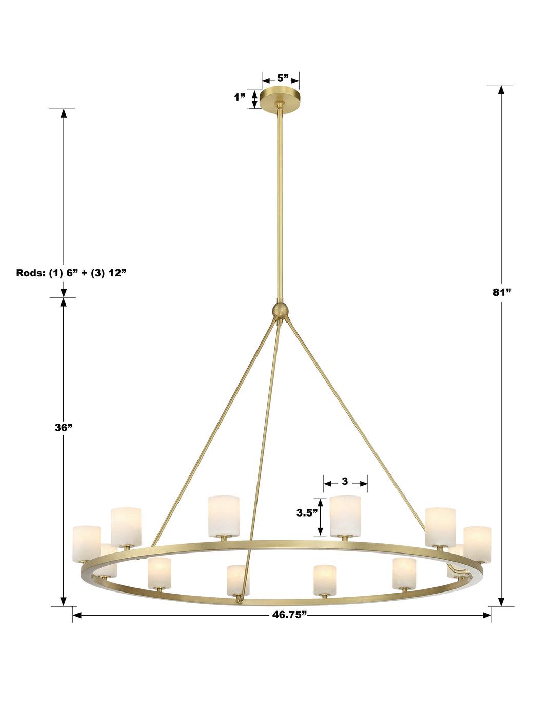 Crystorama Aragon 12 Light Matte Black Chandelier