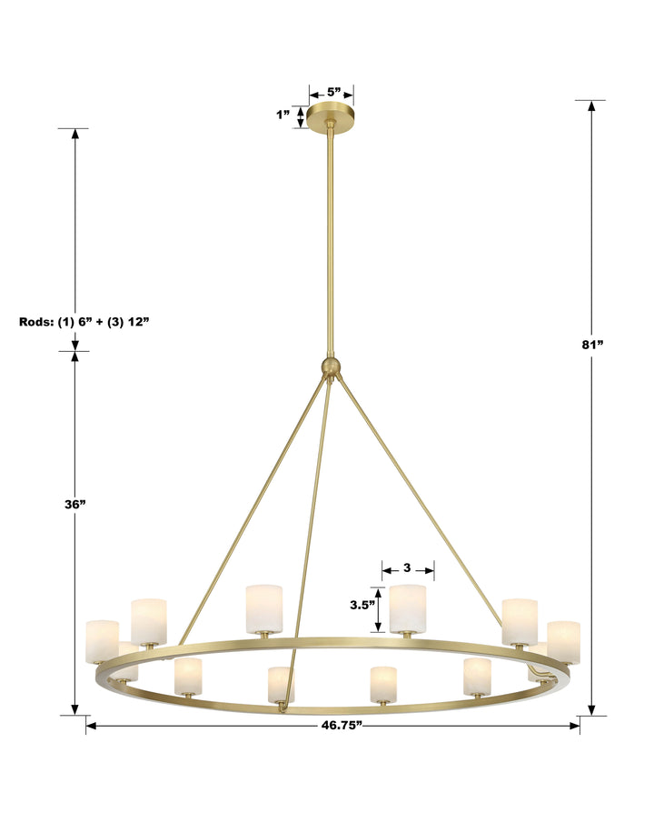 Crystorama Aragon 12 Light Matte Black Chandelier