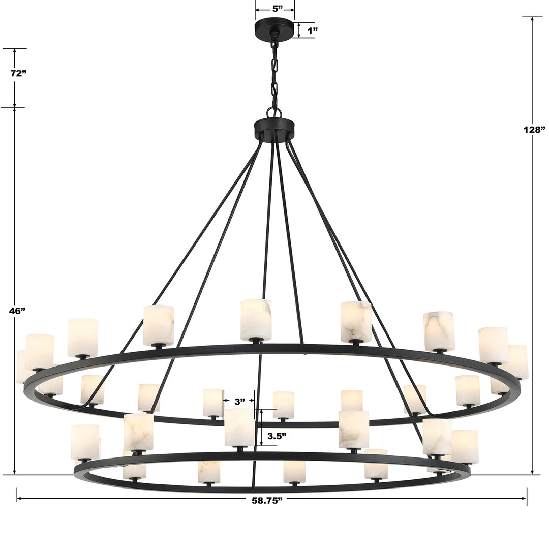 Crystorama Aragon 30 Light Matte Black Chandelier