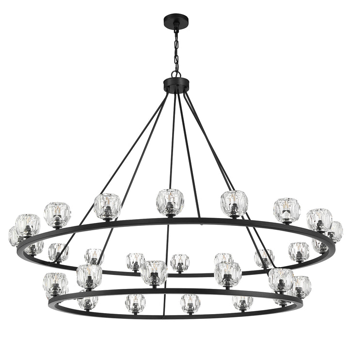 Crystorama Aragon 30 Light Matte Black Chandelier