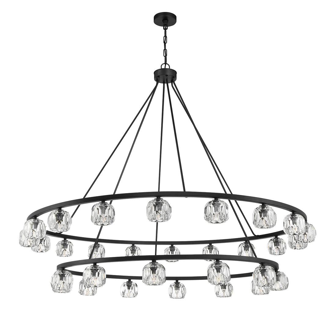 Crystorama Aragon 30 Light Matte Black Chandelier