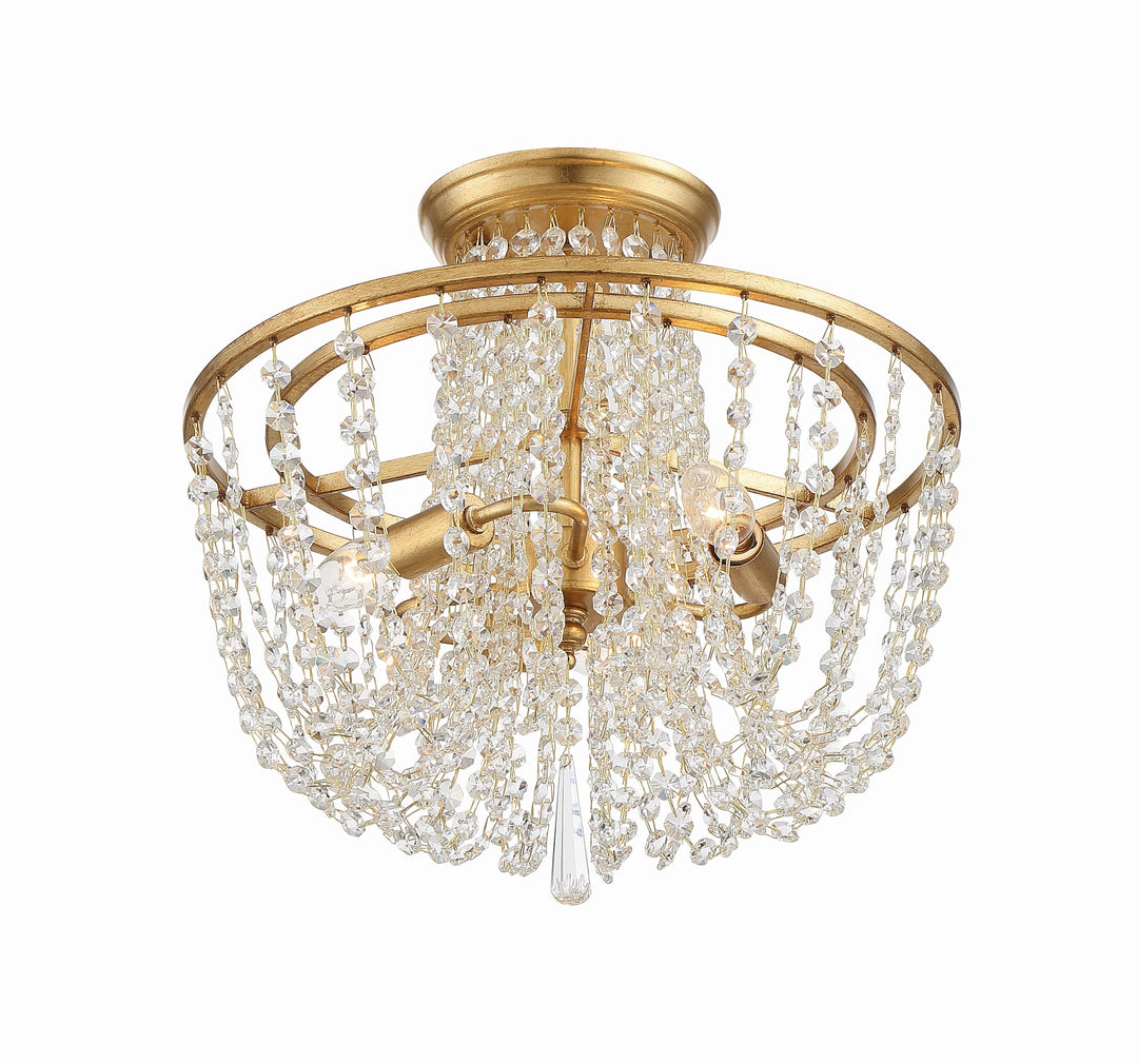 Crystorama Arcadia 3 Light Antique Gold Semi Flush Mount