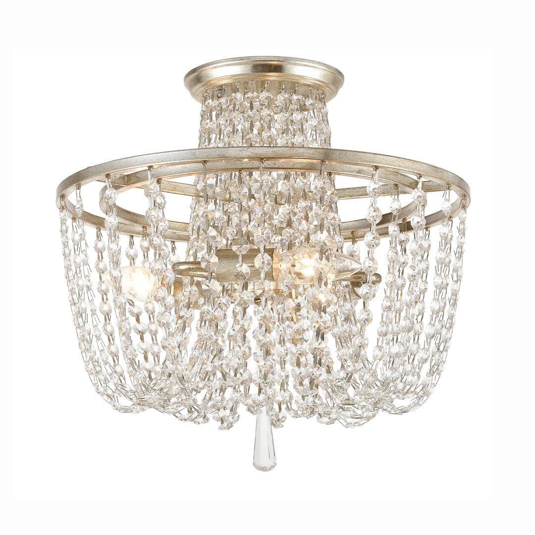 Crystorama Arcadia 3 Light Antique Gold Semi Flush Mount