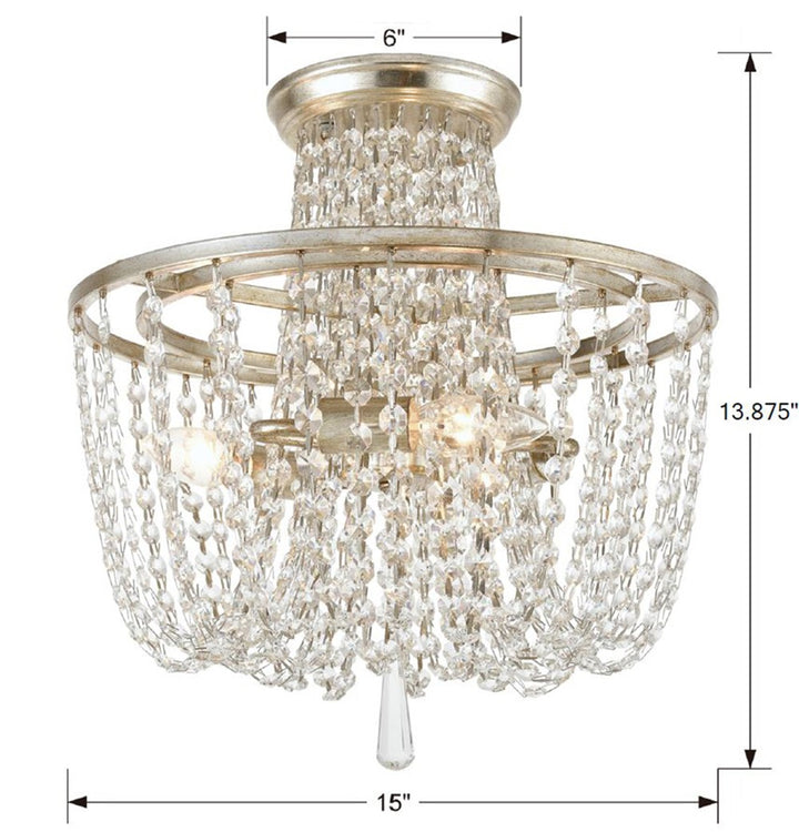 Crystorama Arcadia 3 Light Antique Gold Semi Flush Mount