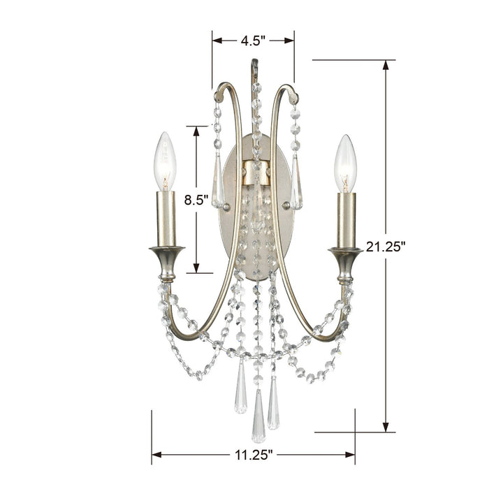 Crystorama Arcadia 2 Light Antique Gold Sconce