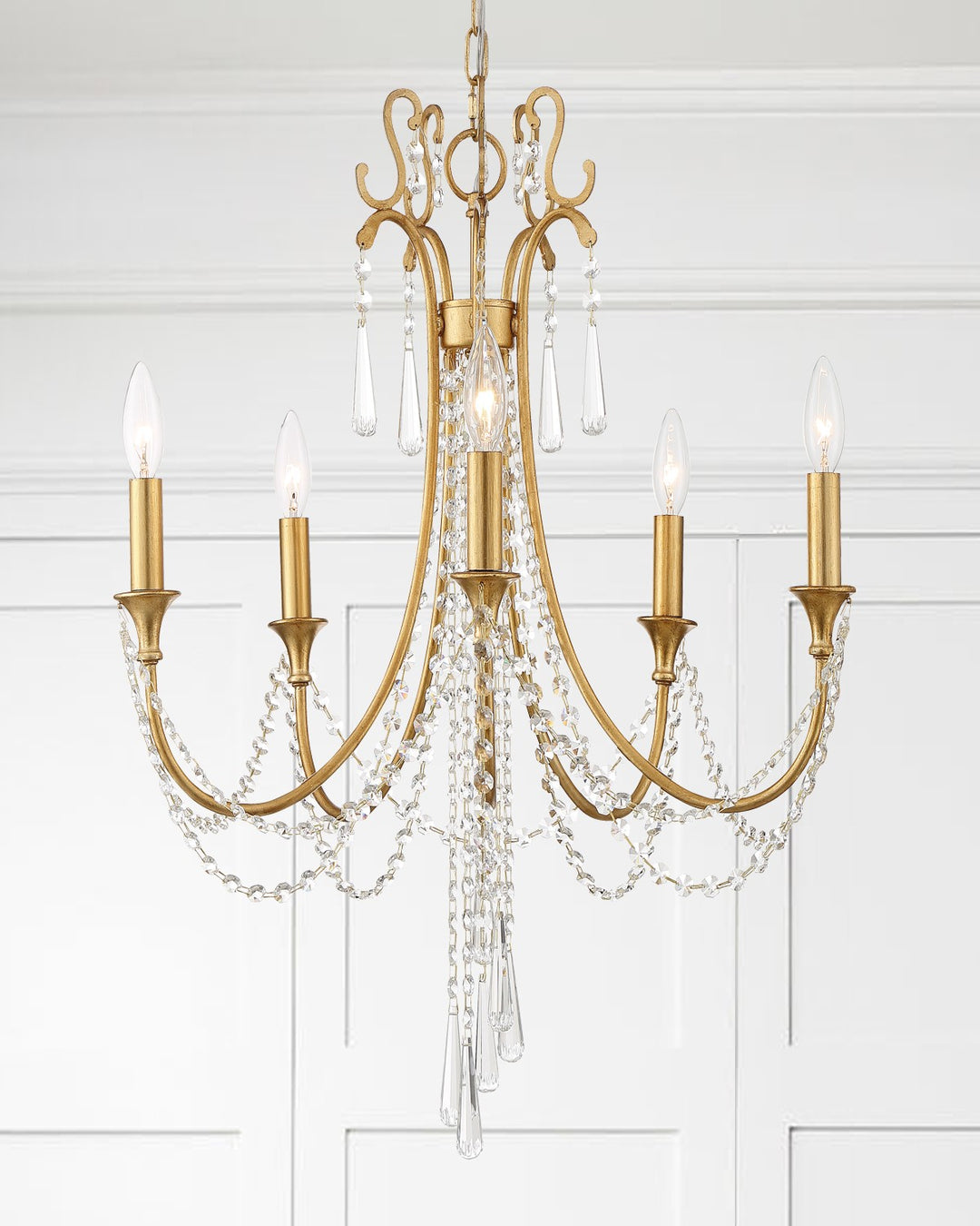 Crystorama Arcadia 5 Light Antique Gold Chandelier