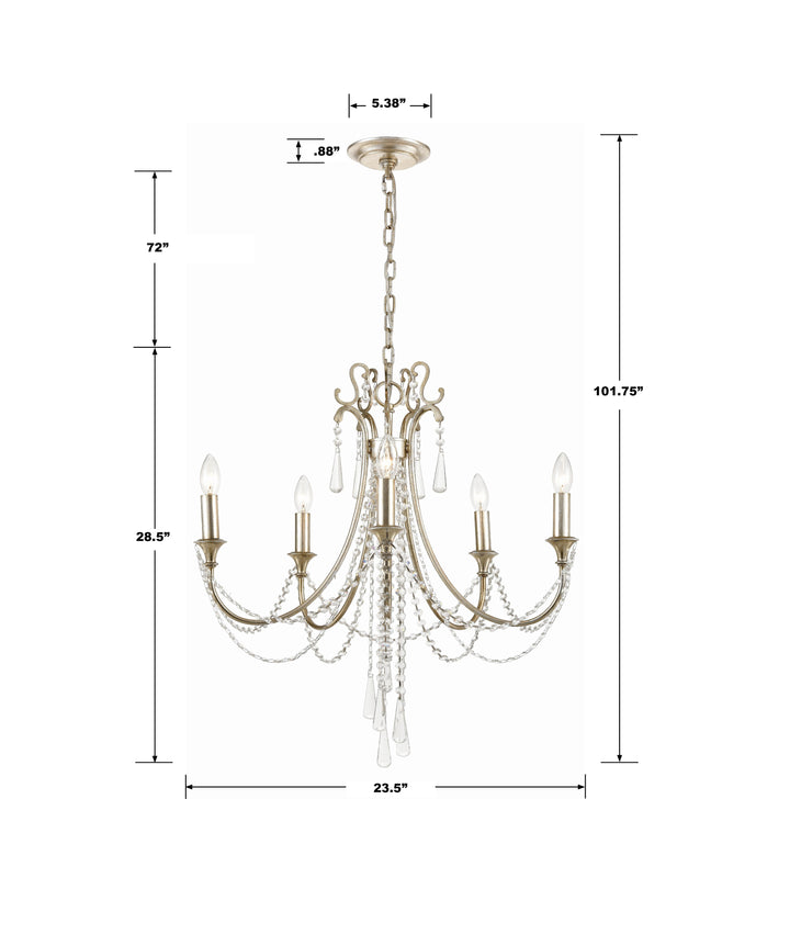 Crystorama Arcadia 5 Light Antique Gold Chandelier