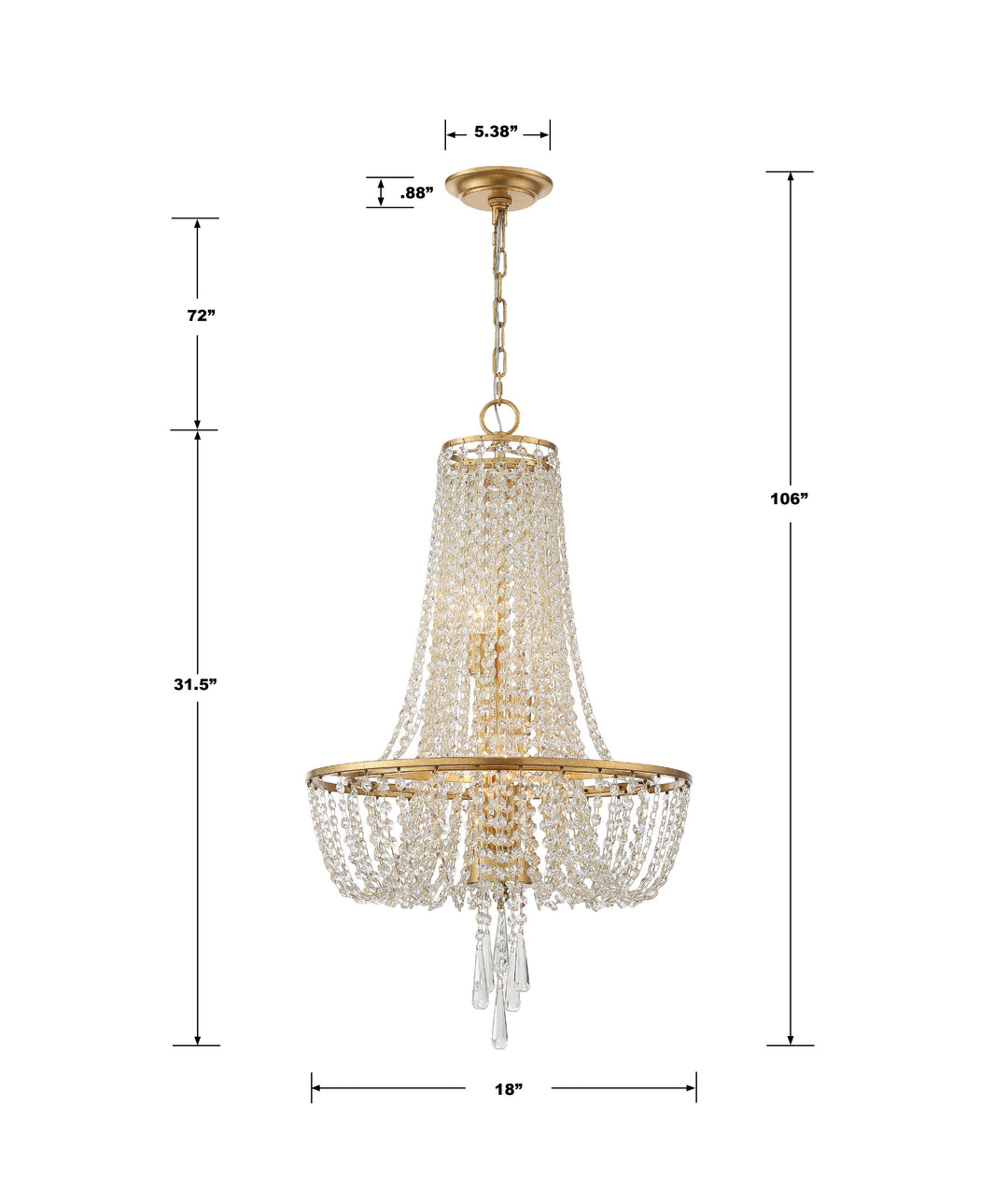 Crystorama Arcadia 4 Light Antique Gold Chandelier