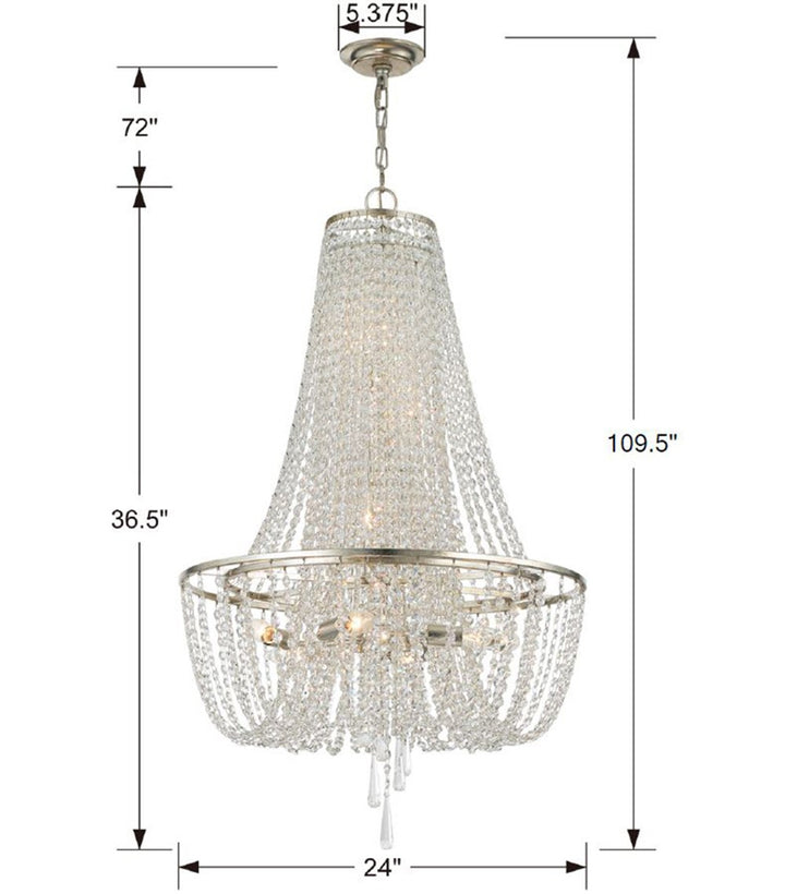 Crystorama Arcadia 9 Light Antique Gold Chandelier