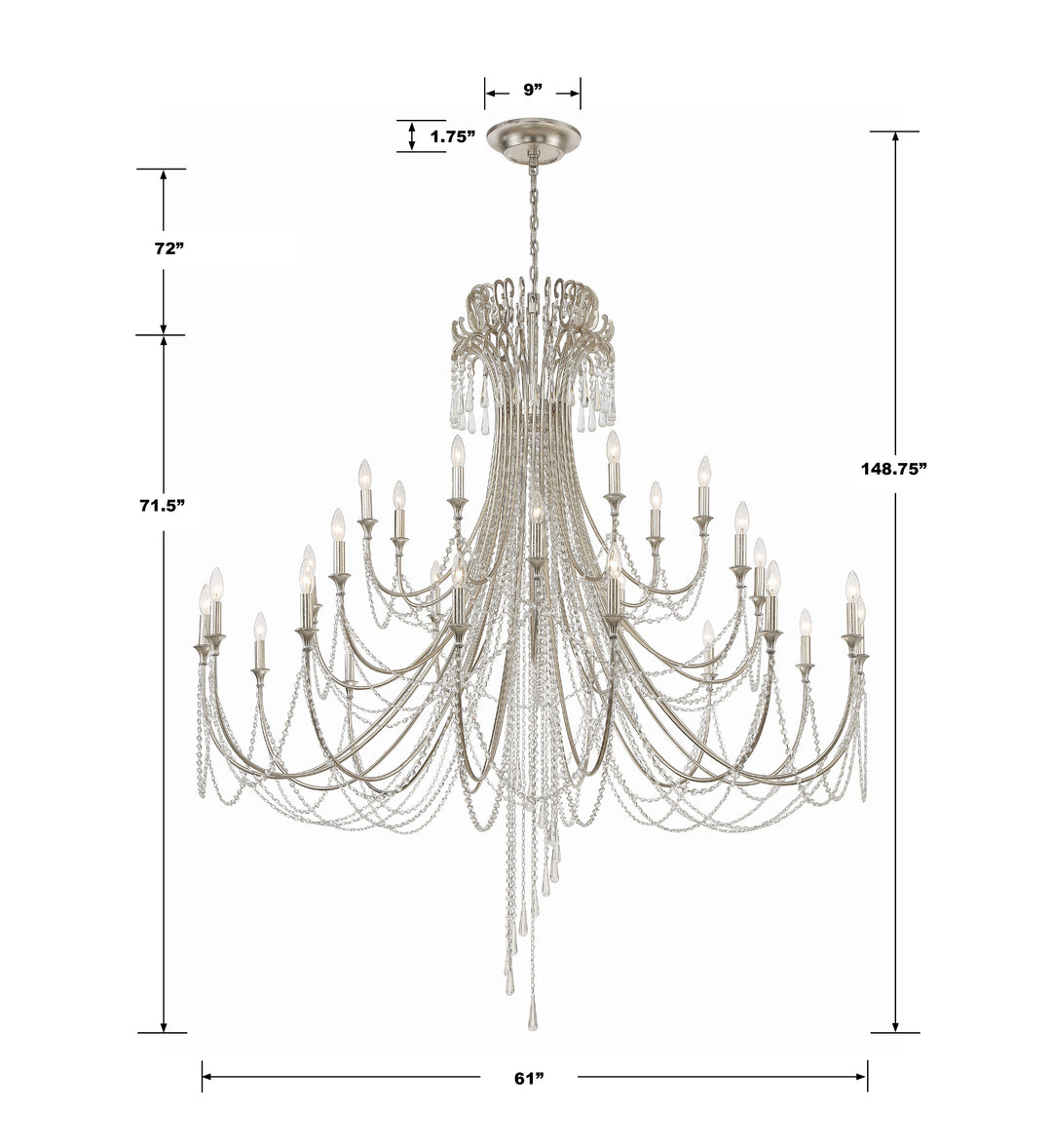 Crystorama Arcadia 28 Light Antique Gold Chandelier