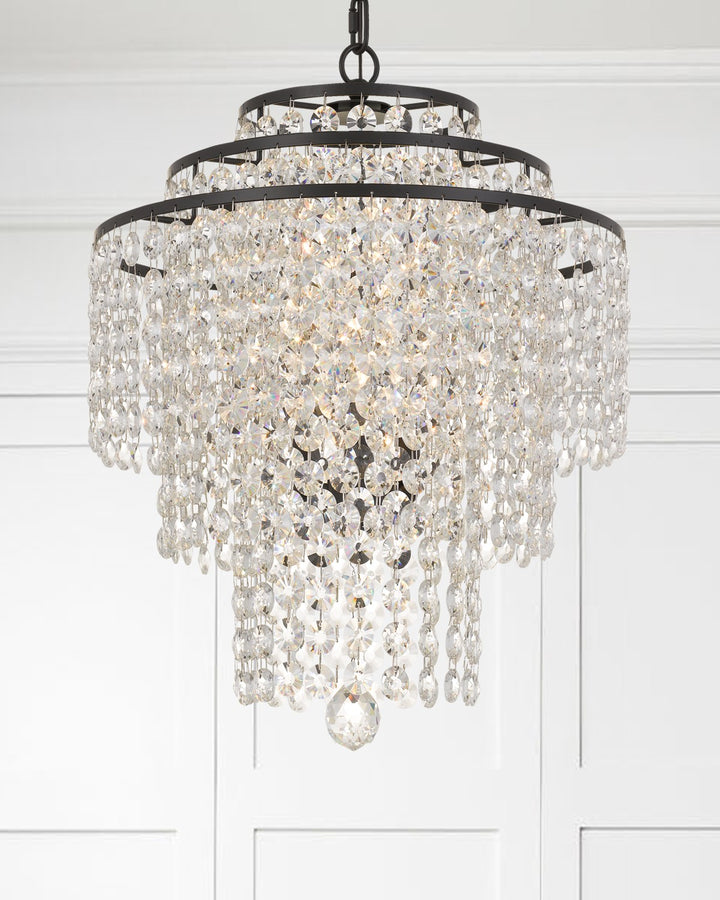 Crystorama Arielle 4 Light Antique Silver Chandelier