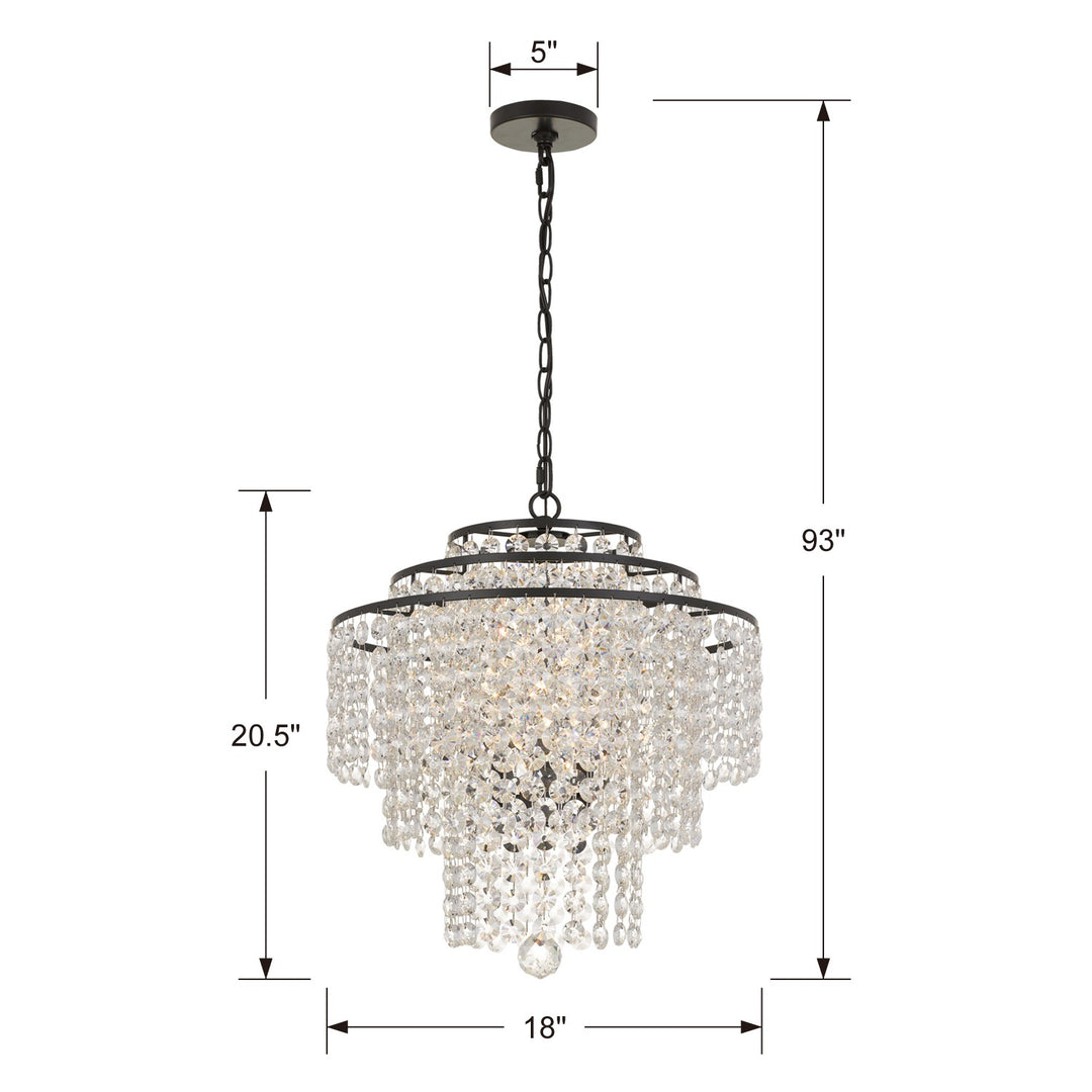 Crystorama Arielle 4 Light Antique Silver Chandelier