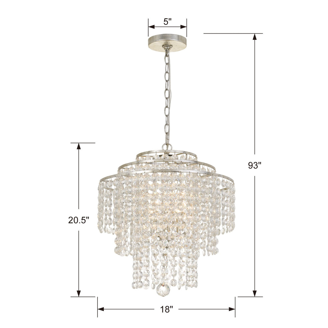 Crystorama Arielle 4 Light Antique Silver Chandelier