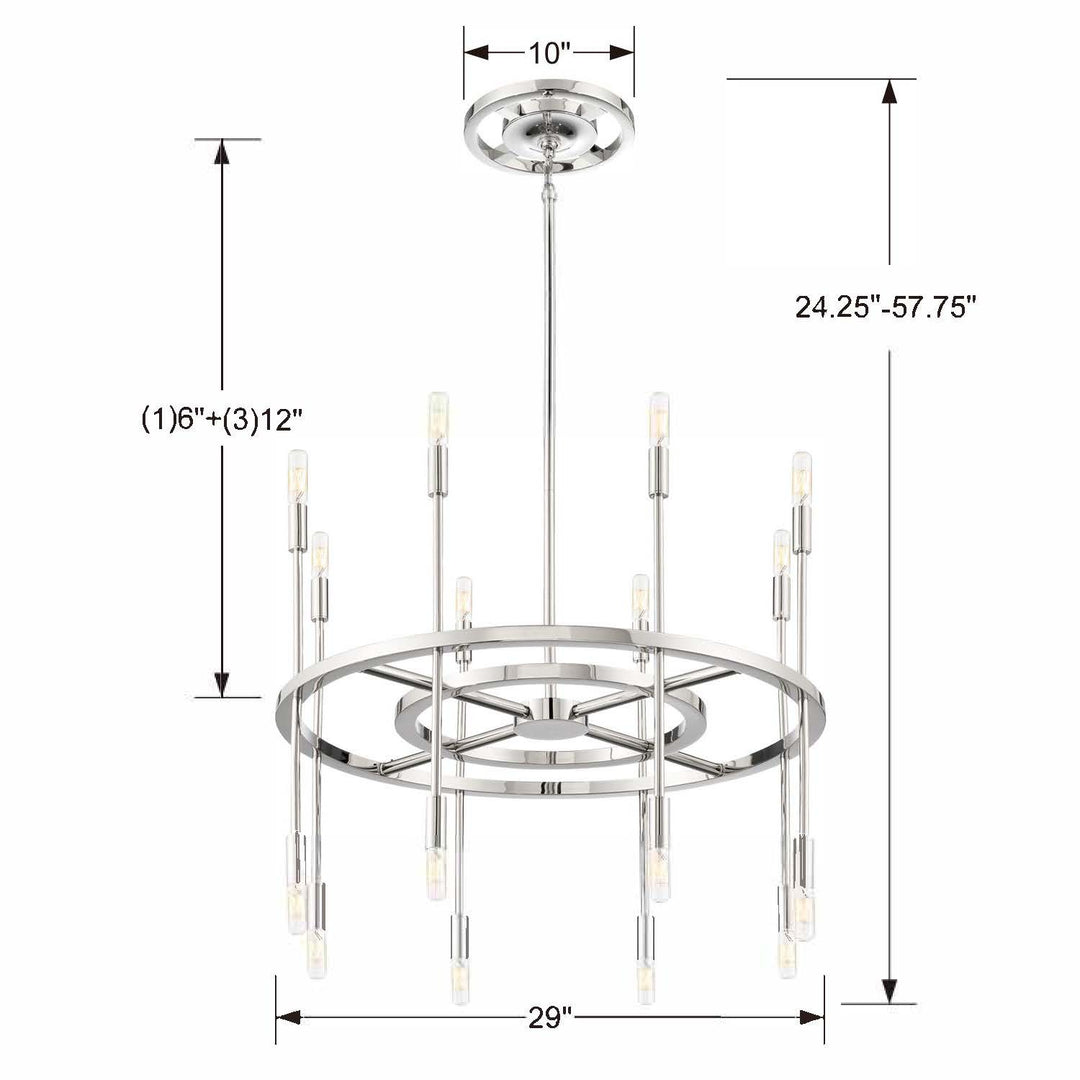 Crystorama Aries 16 Light Polished Nickel Chandelier