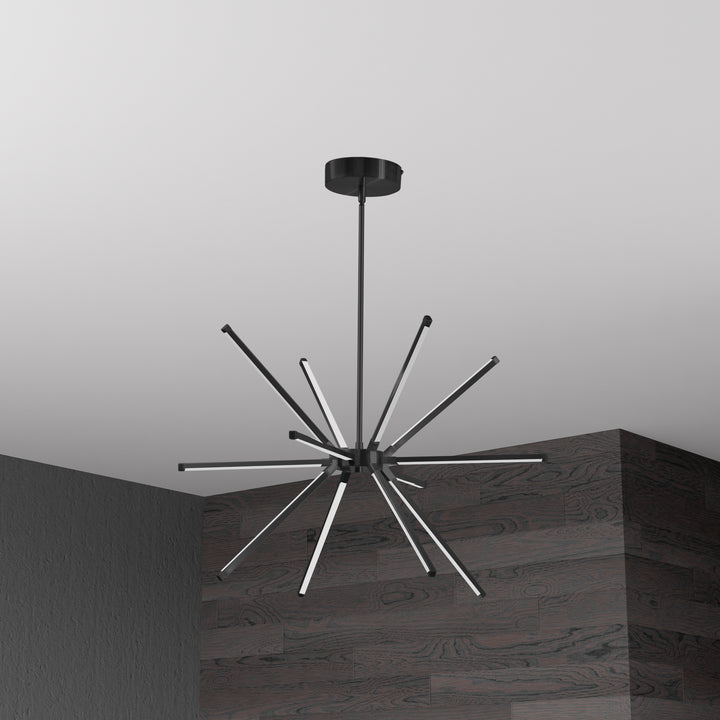 Dainolite 32 Watt LED Chandelier Matte Black w/ White Acrylic Diffuser