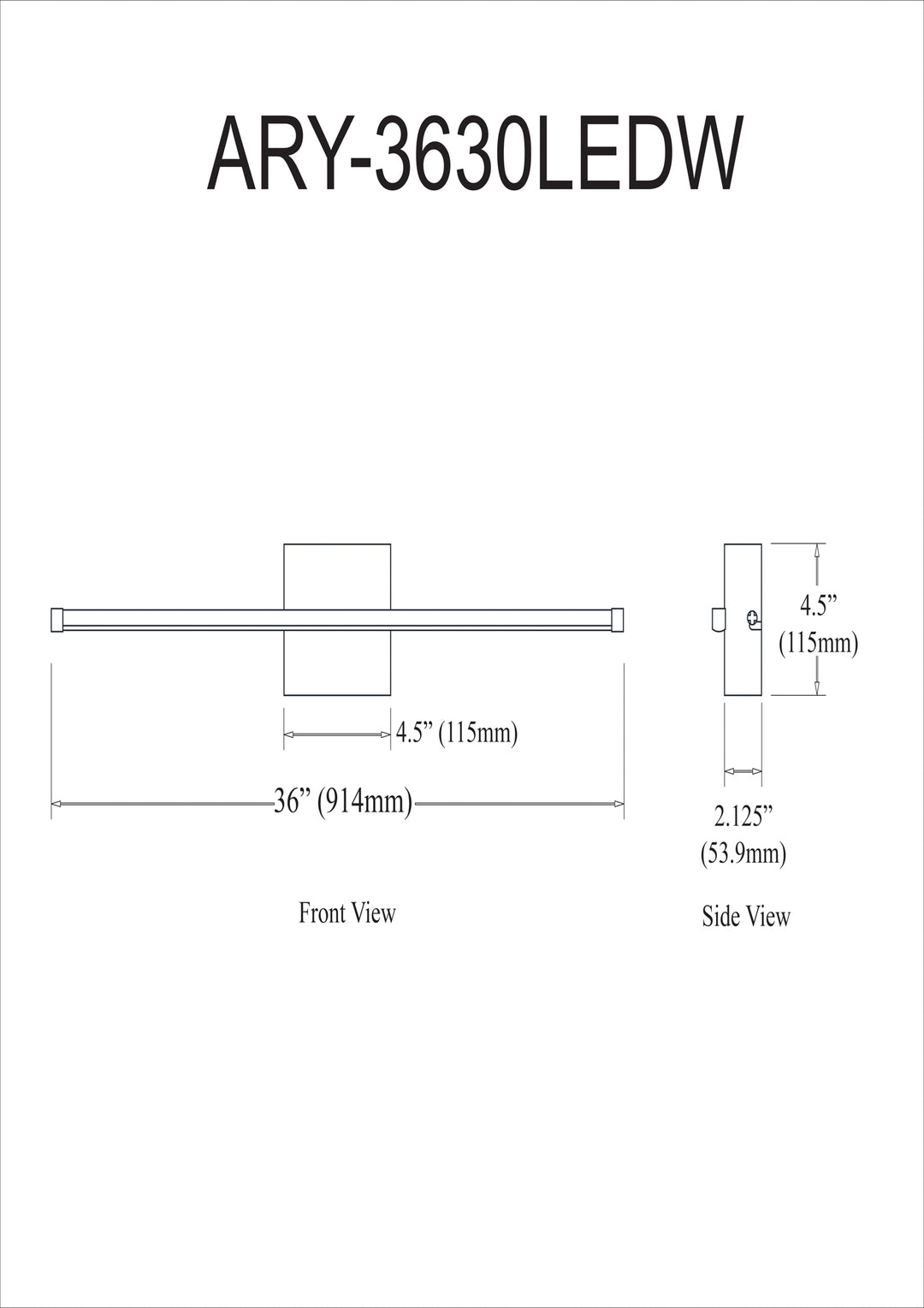 Dainolite 30W LED Wall Sconce, Polished Chrome with White Acrylic Diffuser