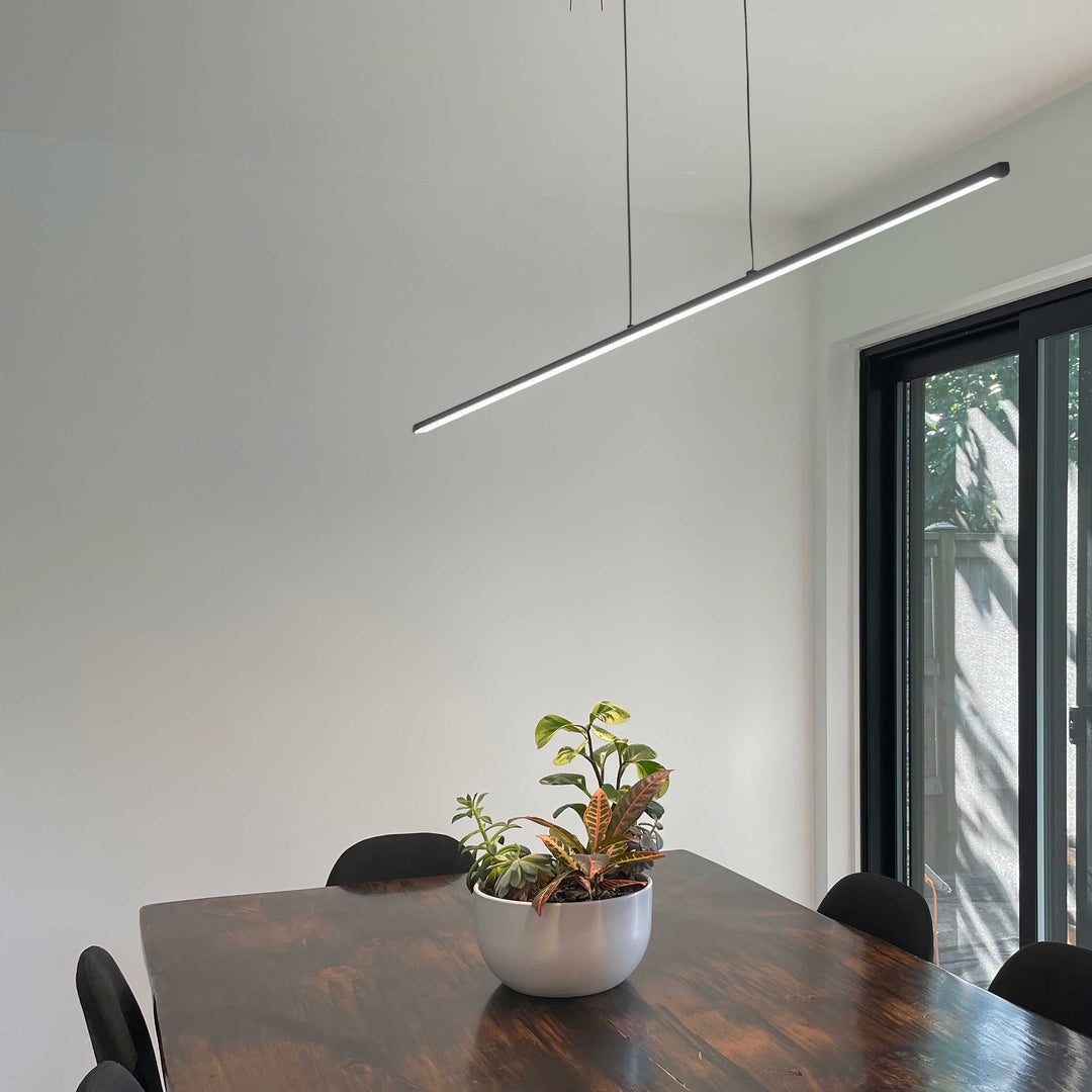 Dainolite 56W Horizontal Matte Black Pendant w/ White Acrylic Diffuser