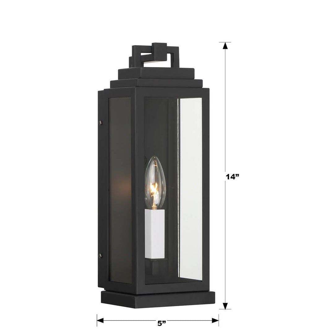 Crystorama Aspen 1 Light Matte Black Outdoor Sconce