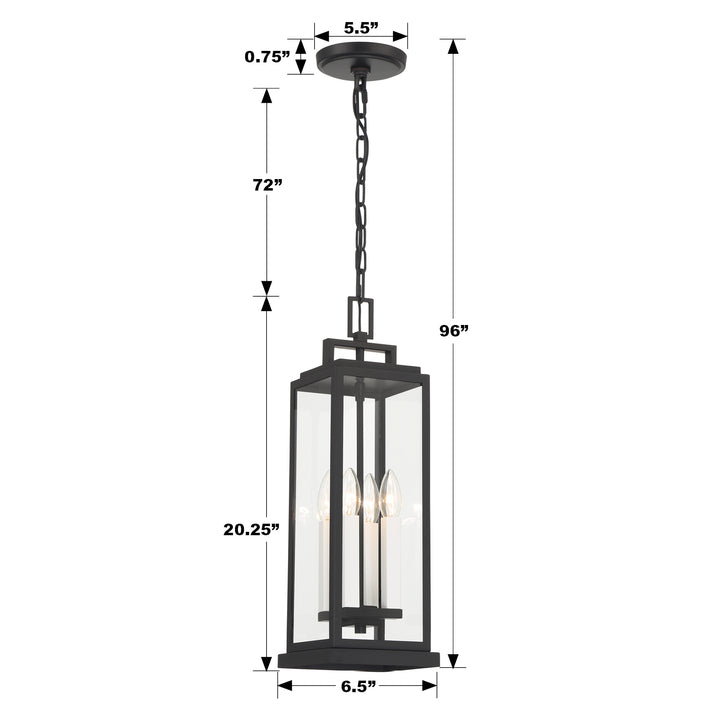 Crystorama Aspen 4 Light Matte Black Outdoor Pendant