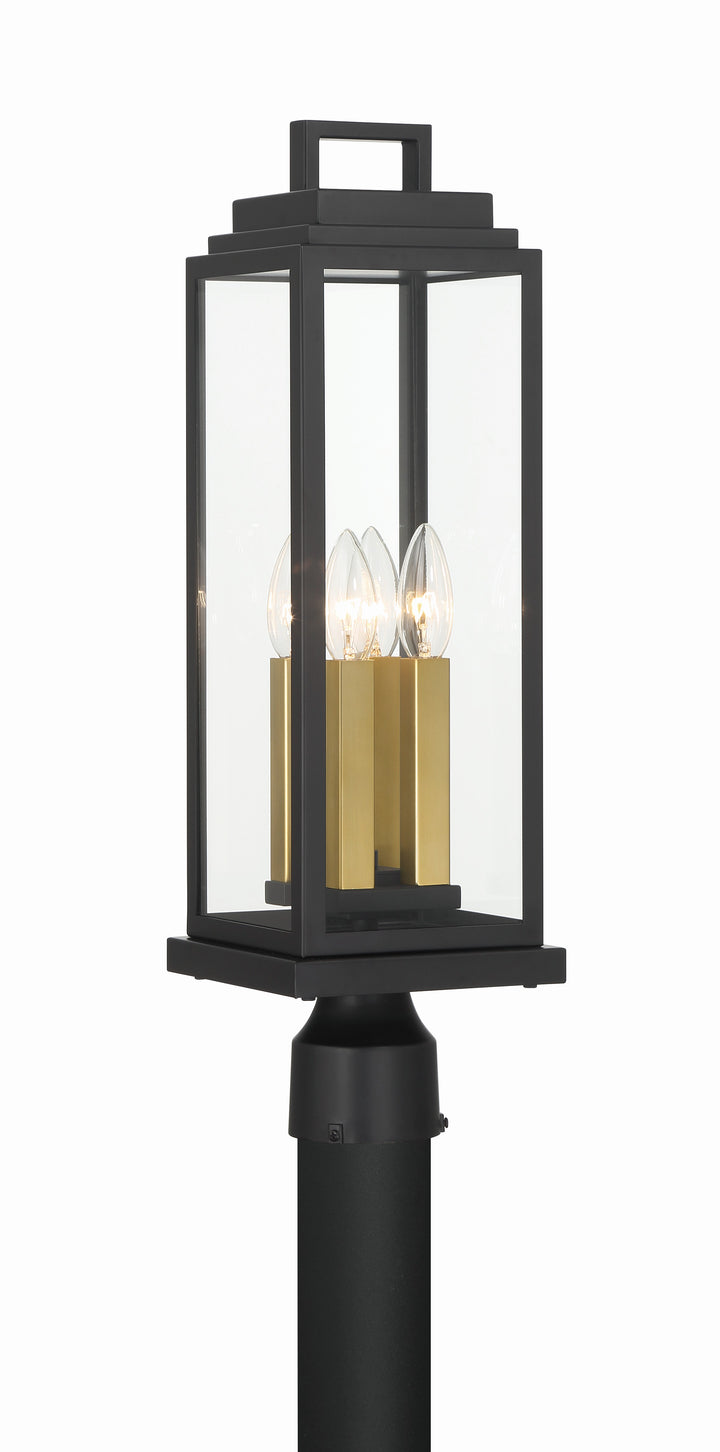 Crystorama Aspen 4 Light Matte Black Outdoor Post