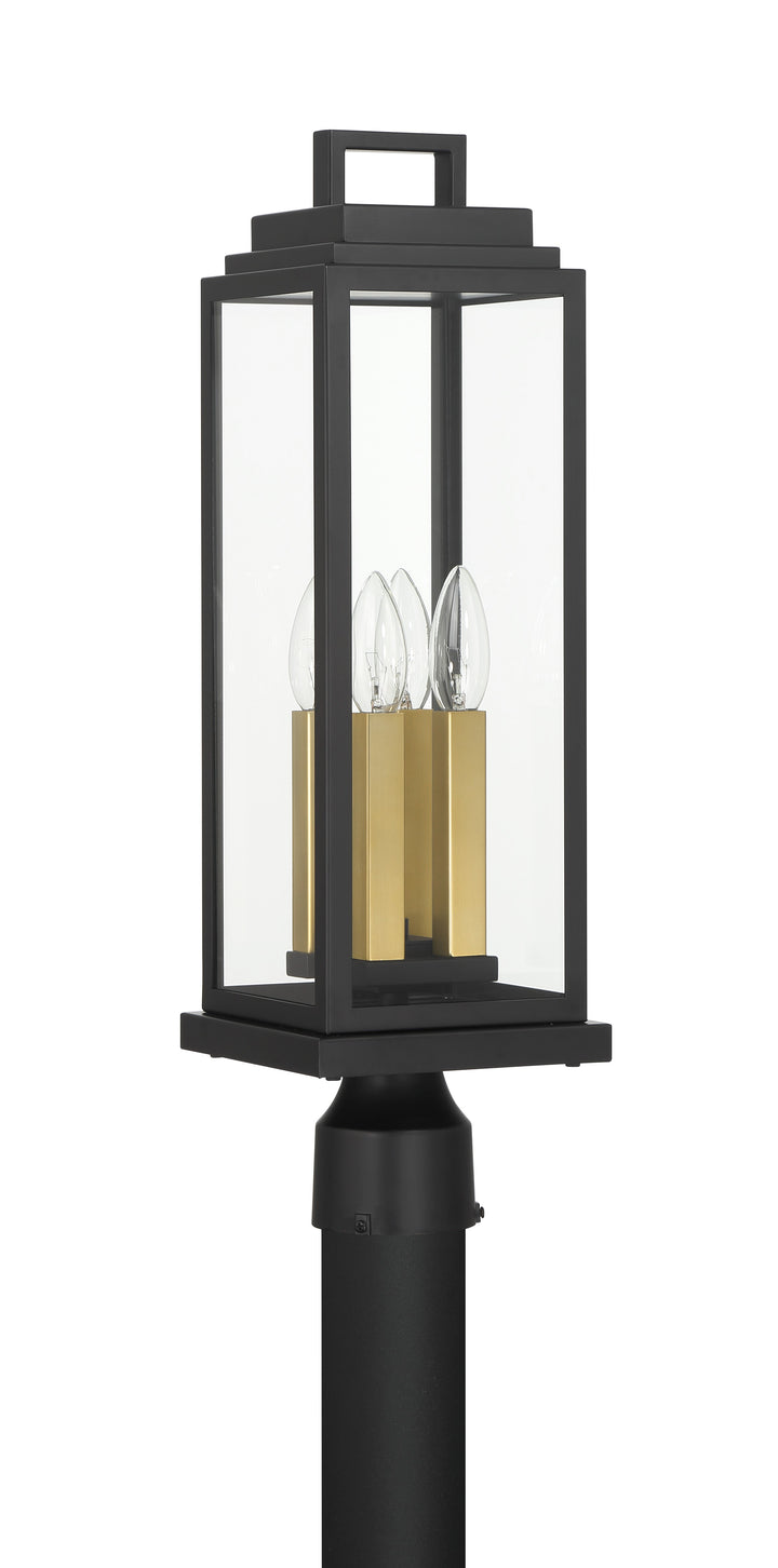 Crystorama Aspen 4 Light Matte Black Outdoor Post