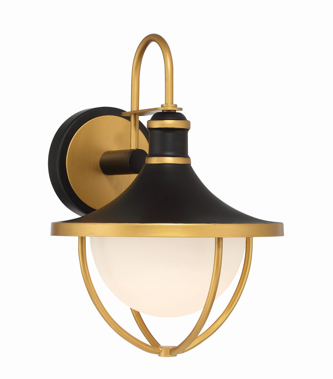 Crystorama Atlas 1 Light Matte Black + Textured Gold Outdoor Sconce