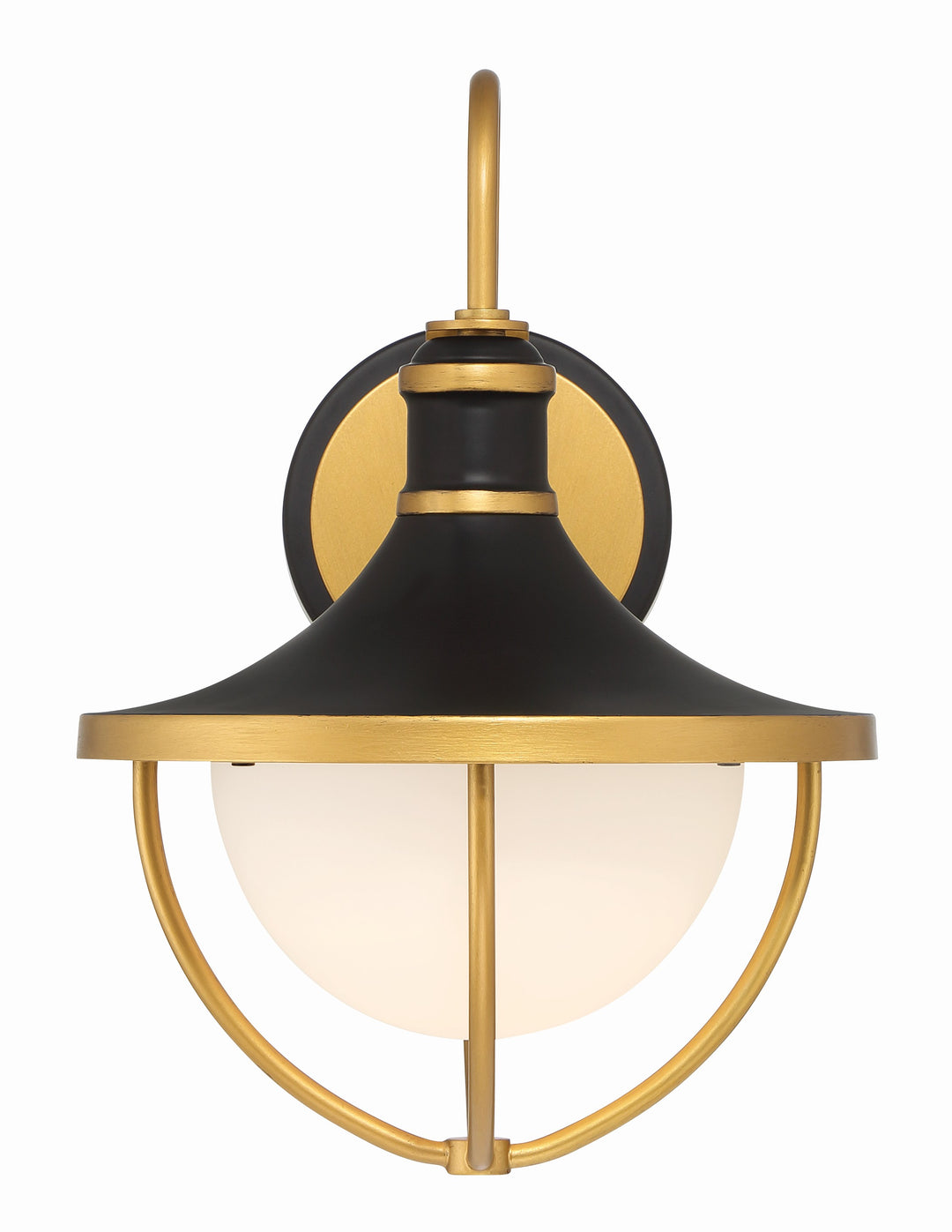 Crystorama Atlas 1 Light Matte Black + Textured Gold Outdoor Sconce