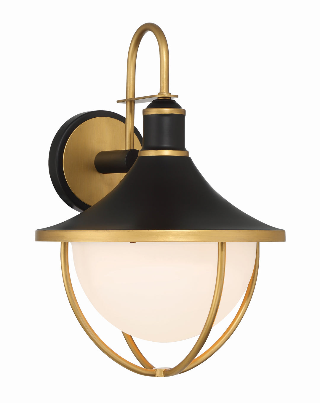 Crystorama Atlas 1 Light Matte Black + Textured Gold Outdoor Sconce