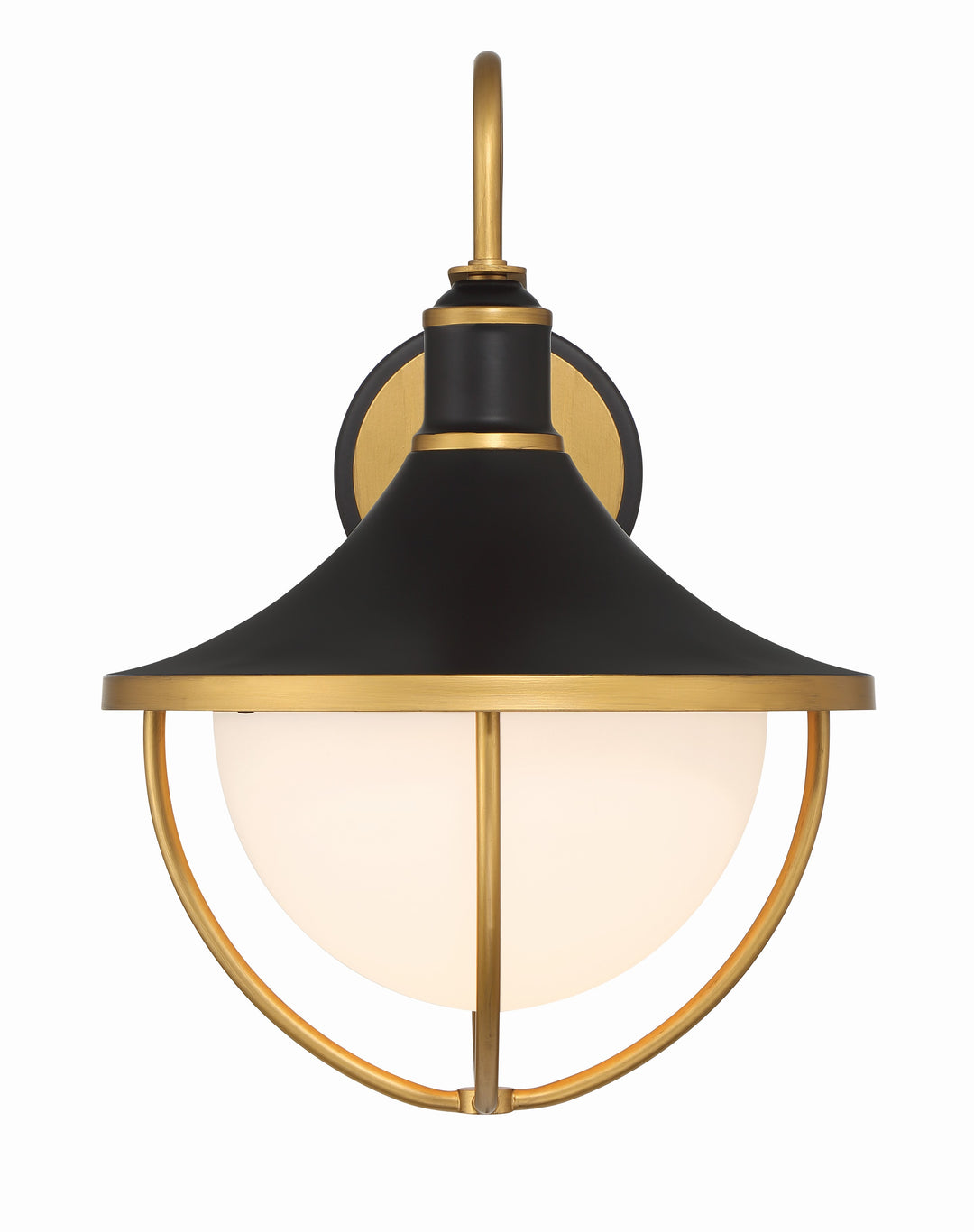 Crystorama Atlas 1 Light Matte Black + Textured Gold Outdoor Sconce